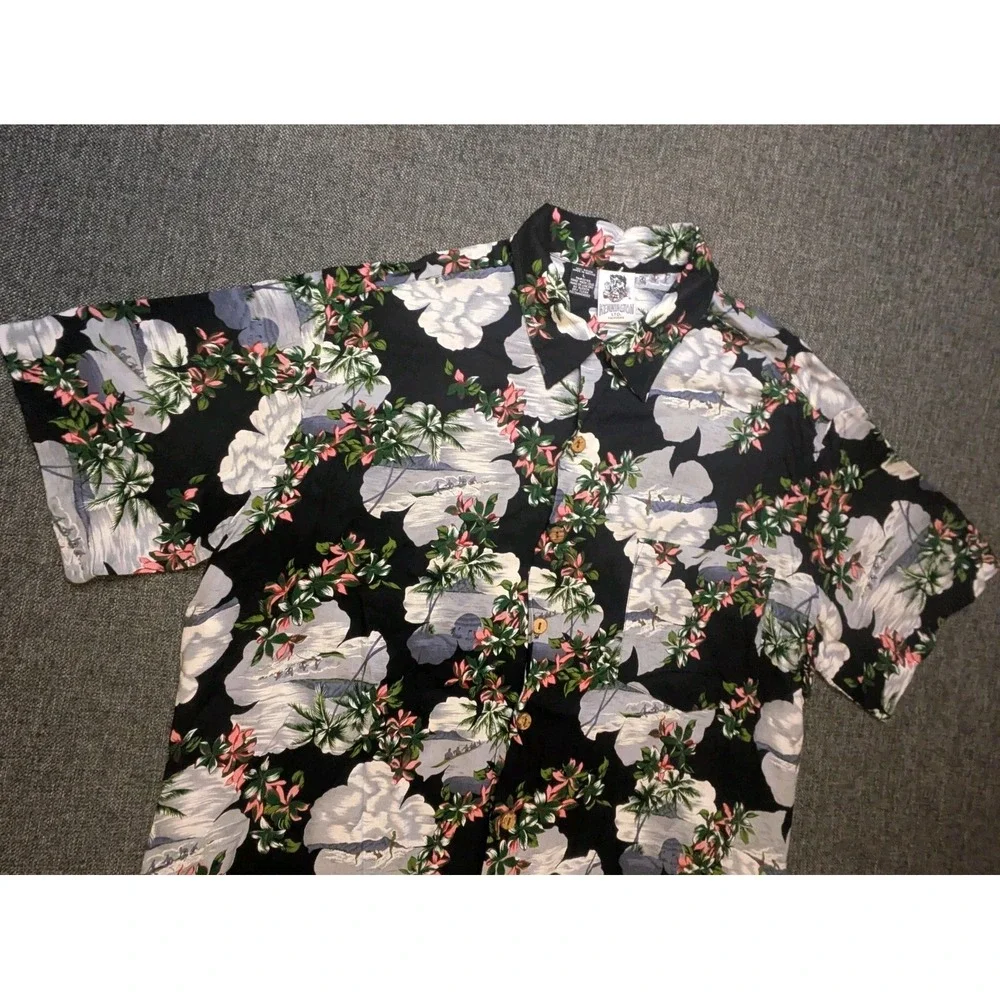 Vintage Kennington LTD Collared Hawaiian Shirt Wooden Buttons Mens Large Tee
